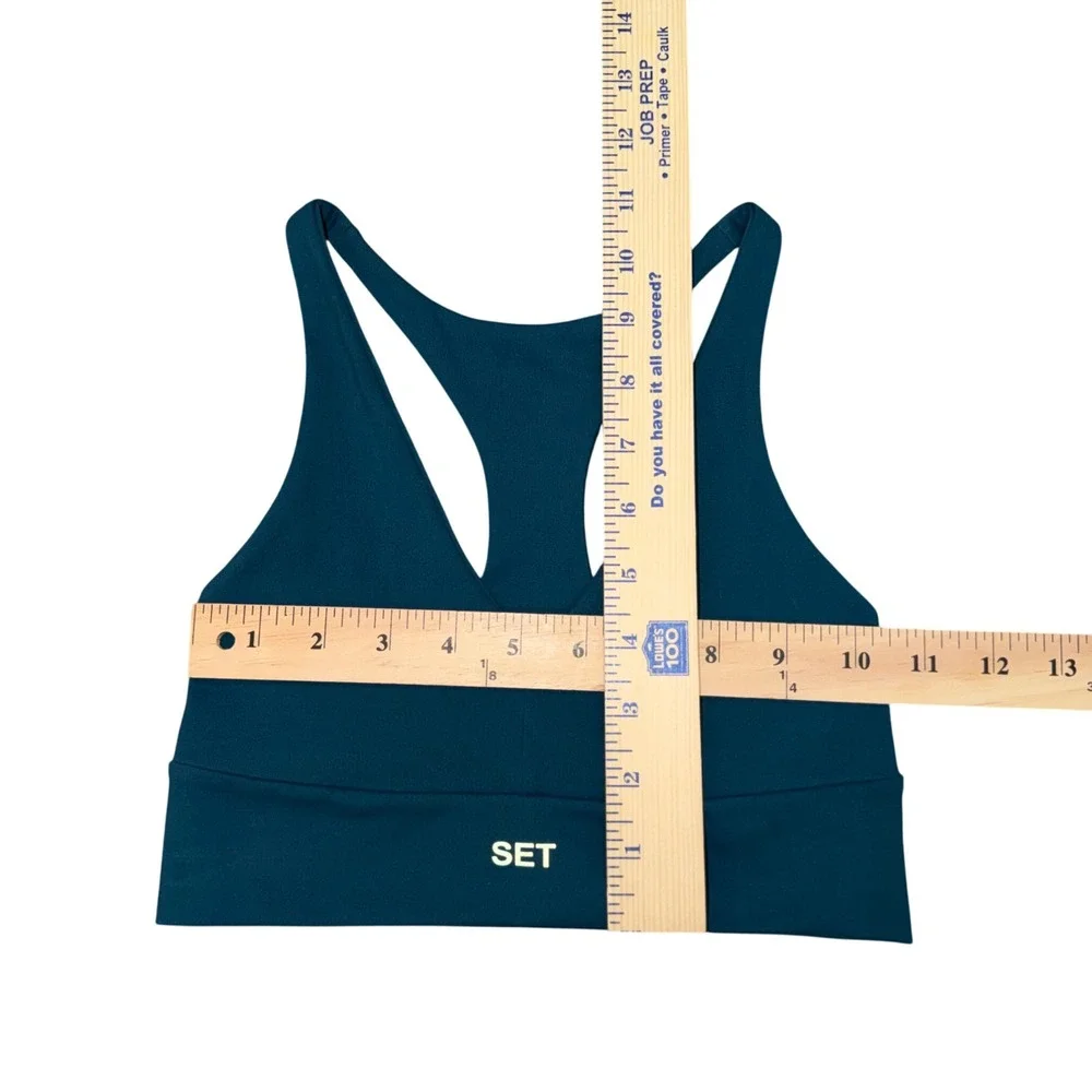 SET Active Luxform V-Neck Sports Bra Teal Green Racerback Yoga Gym Top Small